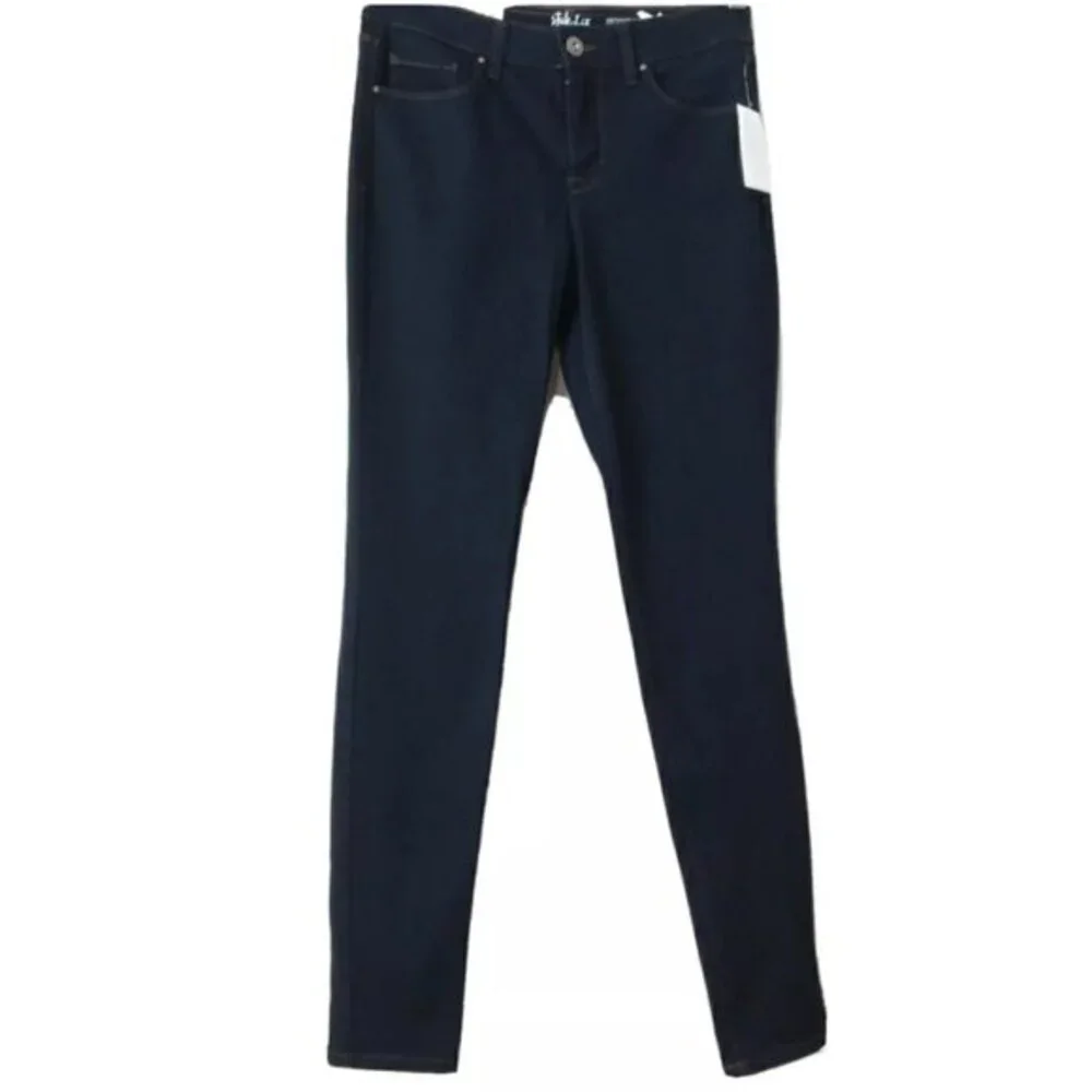 Style & Co Skinny Leg Mid Rise Tummy Control Blue 4 Long - Picture 2 of 9